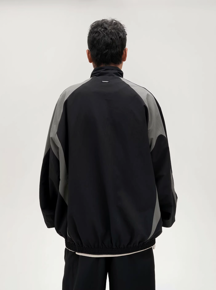 VOTE Black & Gray Patchwork Sport Track Jacket