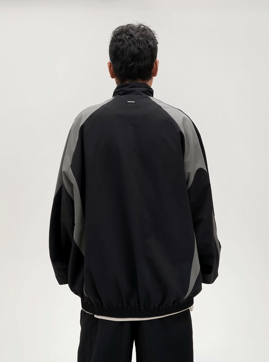 VOTE Black & Gray Patchwork Sport Track Jacket