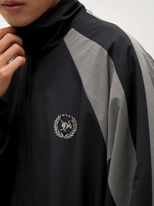 VOTE Black & Gray Patchwork Sport Track Jacket