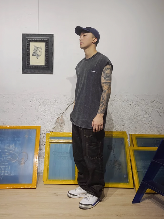 Cashrules / CHRULES Washed Vintage Logo Sleeveless Tee | Face 3 Face