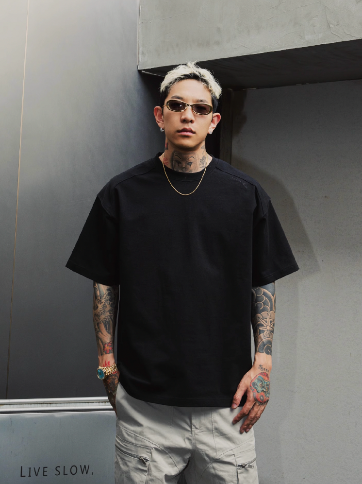 S45 Shoulder Small Embroidered Logo Tee | Face 3 Face