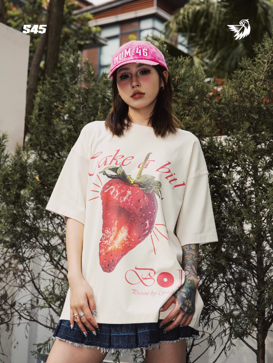 S45 Strawberry Fruit Print Tee | Face 3 Face