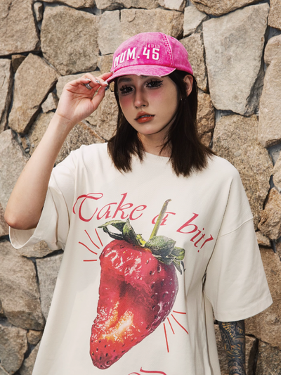 S45 Strawberry Fruit Print Tee | Face 3 Face