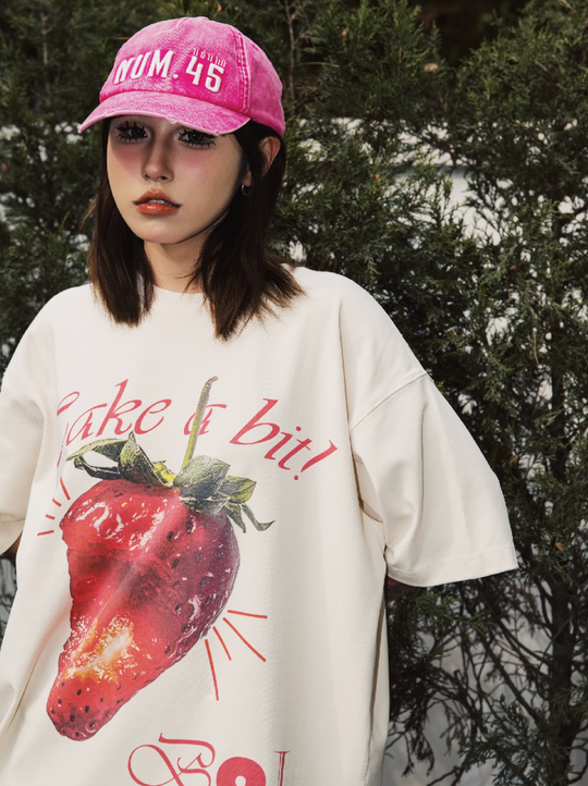 S45 Strawberry Fruit Print Tee | Face 3 Face