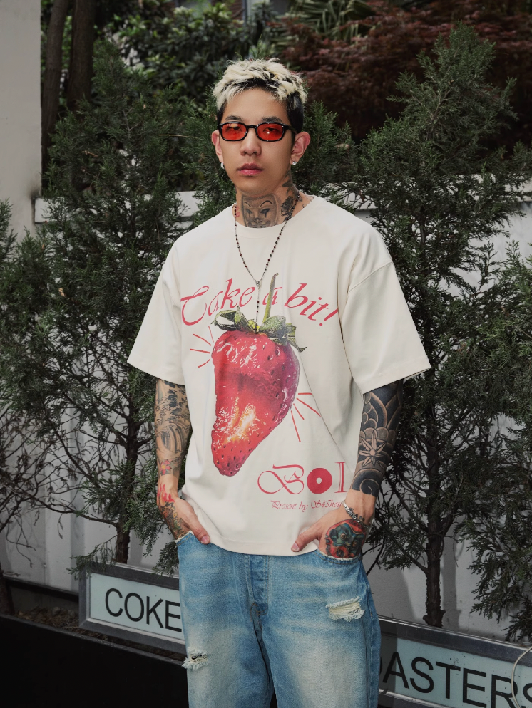 S45 Strawberry Fruit Print Tee | Face 3 Face