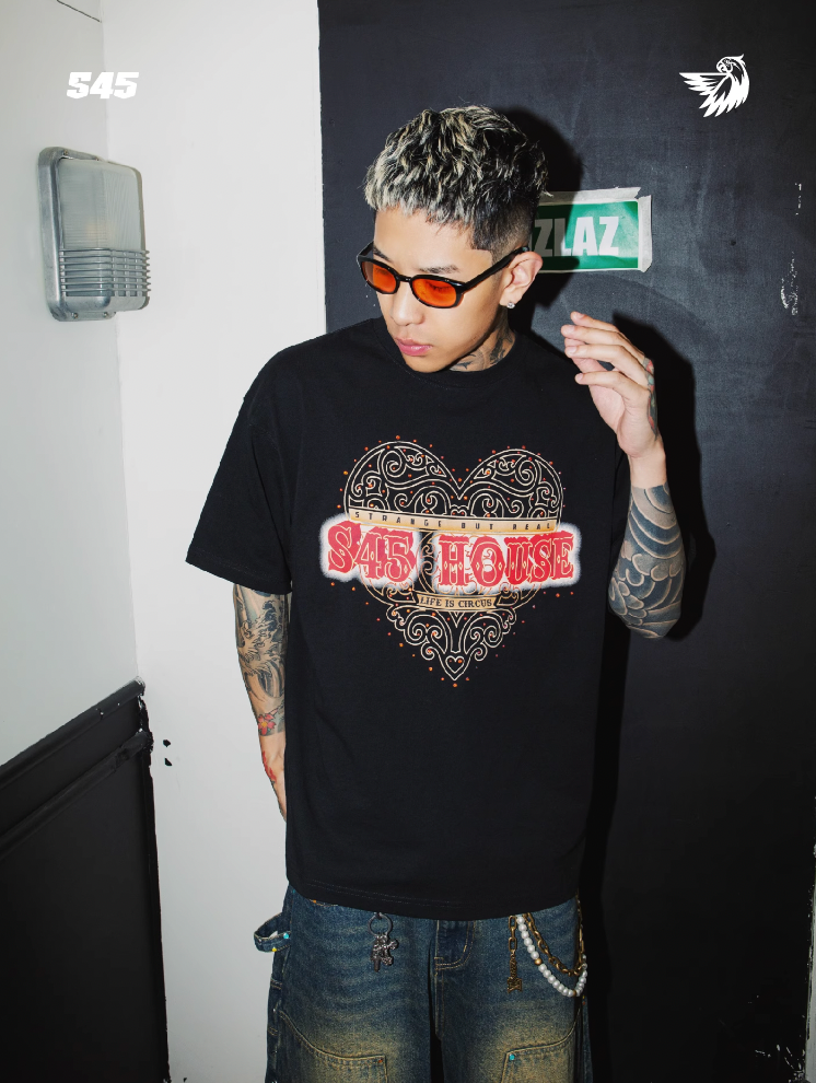 S45 Love Heart Rhinestone Tee | Face 3 Face