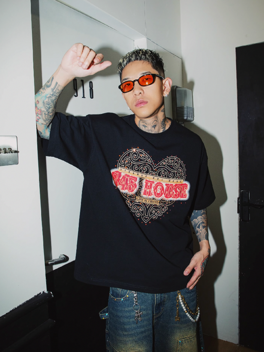 S45 Love Heart Rhinestone Tee | Face 3 Face