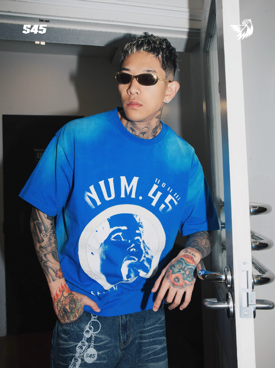 S45 Portrait Slogan Printing Washed Old Tee | Face 3 Face