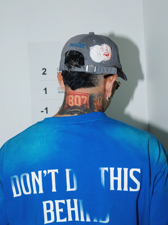 S45 Portrait Slogan Printing Washed Old Tee | Face 3 Face