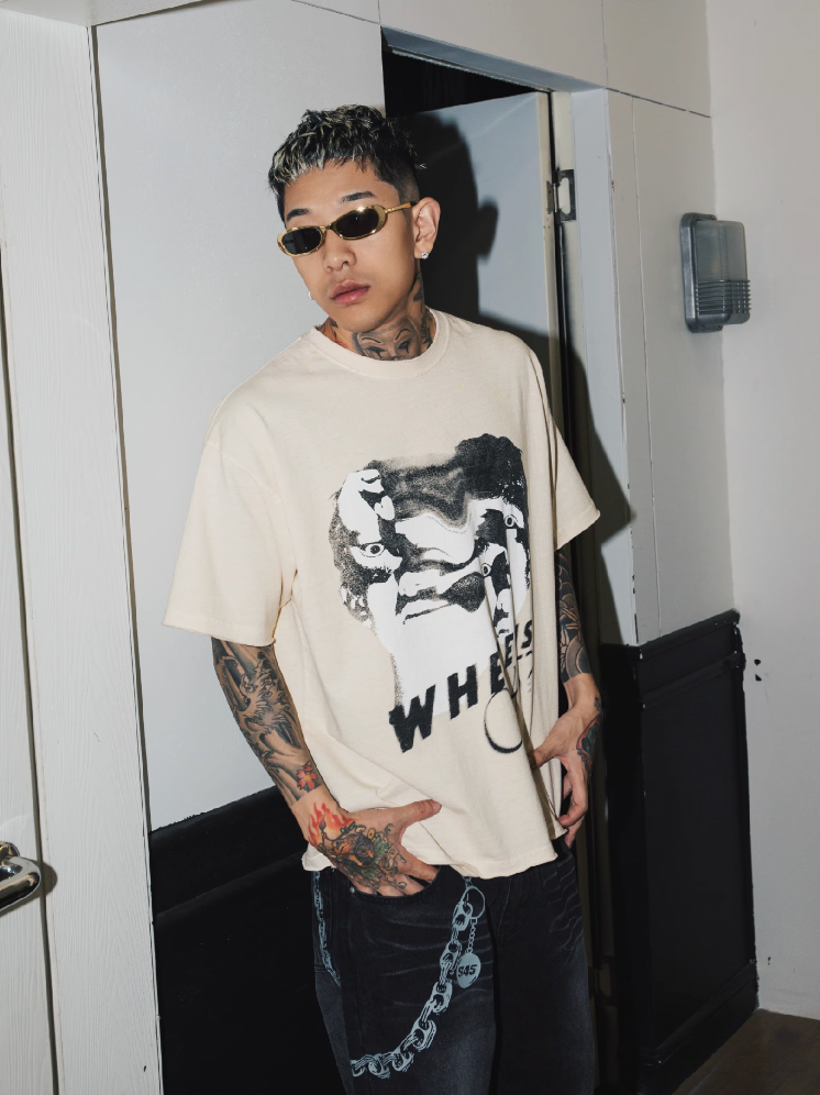 S45 Portrait Dissolving Washed Edge Destruction Tee | Face 3 Face