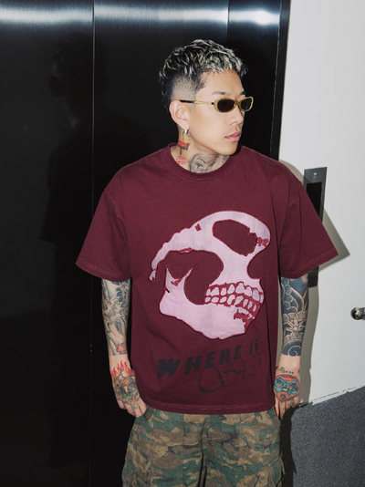 S45 Patch Skull Washed Logo Embroidery Tee | Face 3 Face