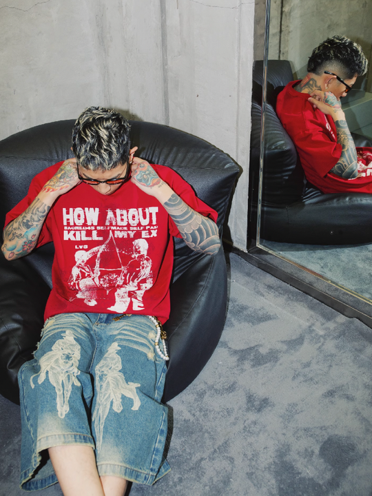 S45 Slogan Stain Damage Tee | Face 3 Face