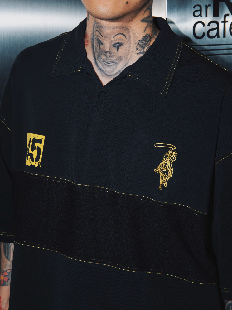 S45 War Horse Flocking Stitching 3D Embroidery Polo | Face 3 Face