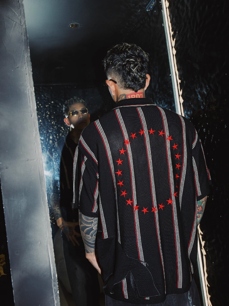 S45 Knitted War Horse Striped Polo | Face 3 Face