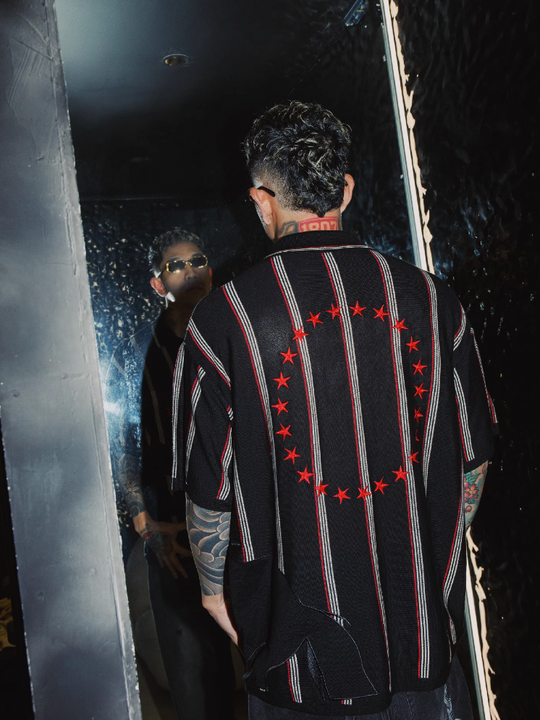 S45 Knitted War Horse Striped Polo | Face 3 Face