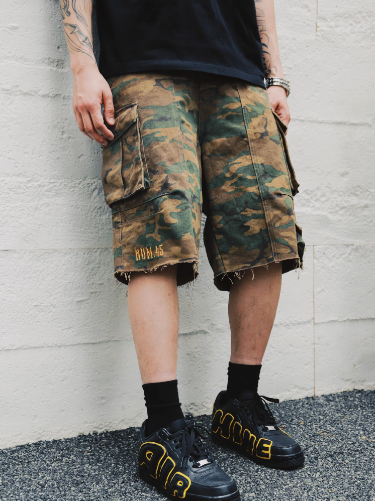 S45 Multi-Pocket Workwear Camouflage Cargo Shorts | Face 3 Face