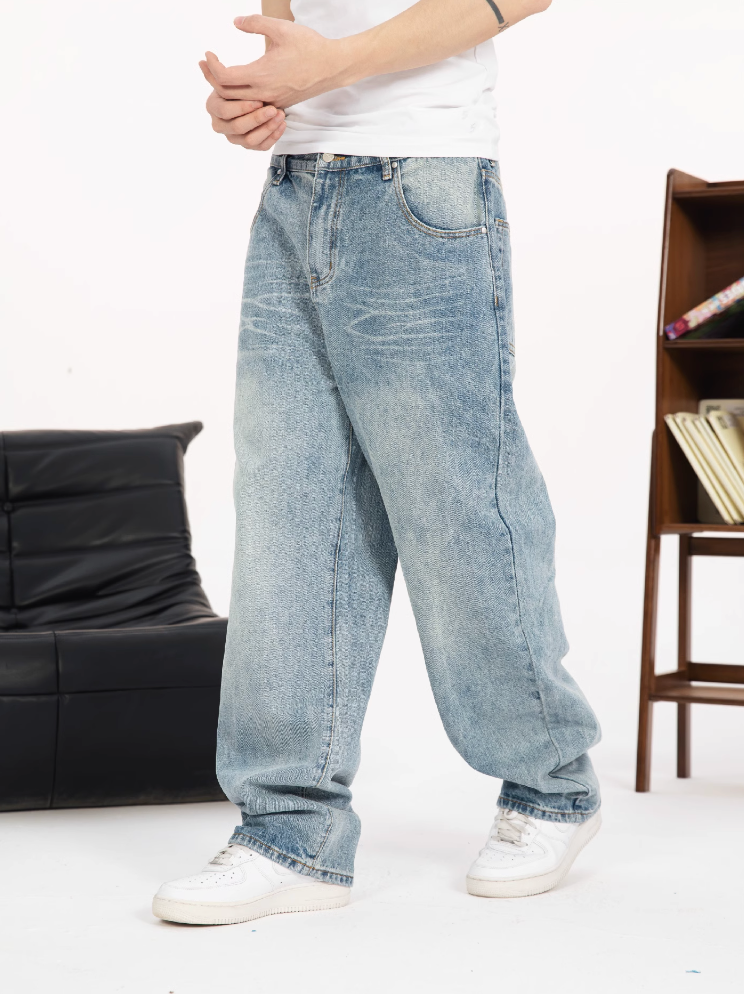 S45 White Embroidered Washed Old Jeans | Face 3 Face