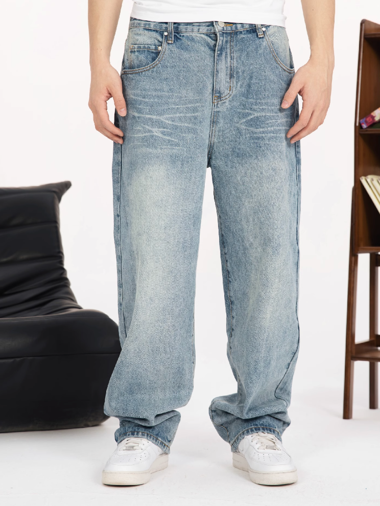 S45 White Embroidered Washed Old Jeans | Face 3 Face