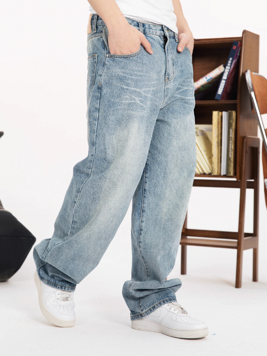 S45 White Embroidered Washed Old Jeans | Face 3 Face