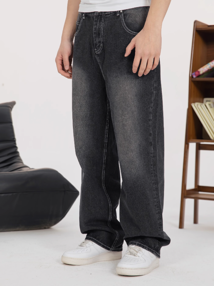 S45 White Embroidered Washed Old Jeans | Face 3 Face