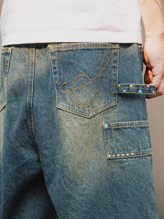 S45 Gem Woodcutting Distressed Raw Edge Denim Shorts | Face 3 Face