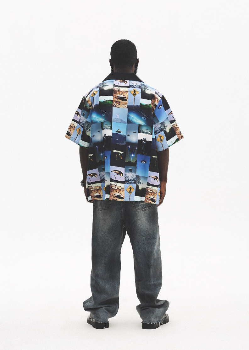 UNTILWERICH Cuban Collar UFO Short Sleeve Shirt | Face 3 Face