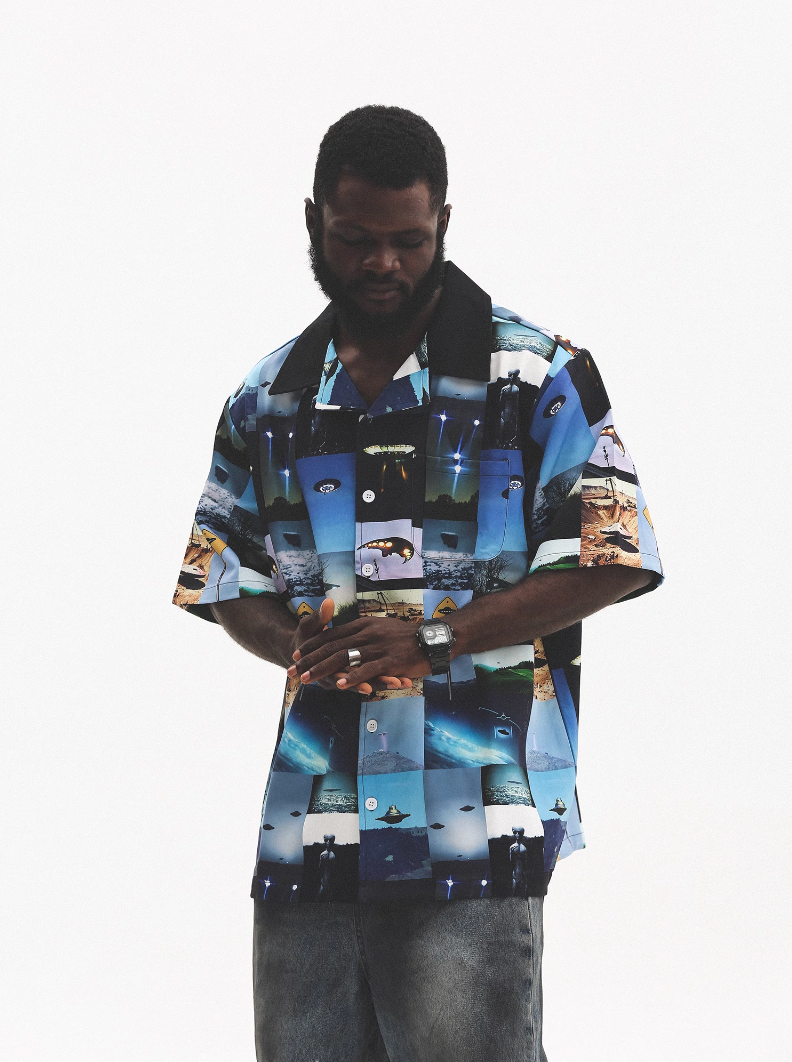 UNTILWERICH Cuban Collar UFO Short Sleeve Shirt | Face 3 Face