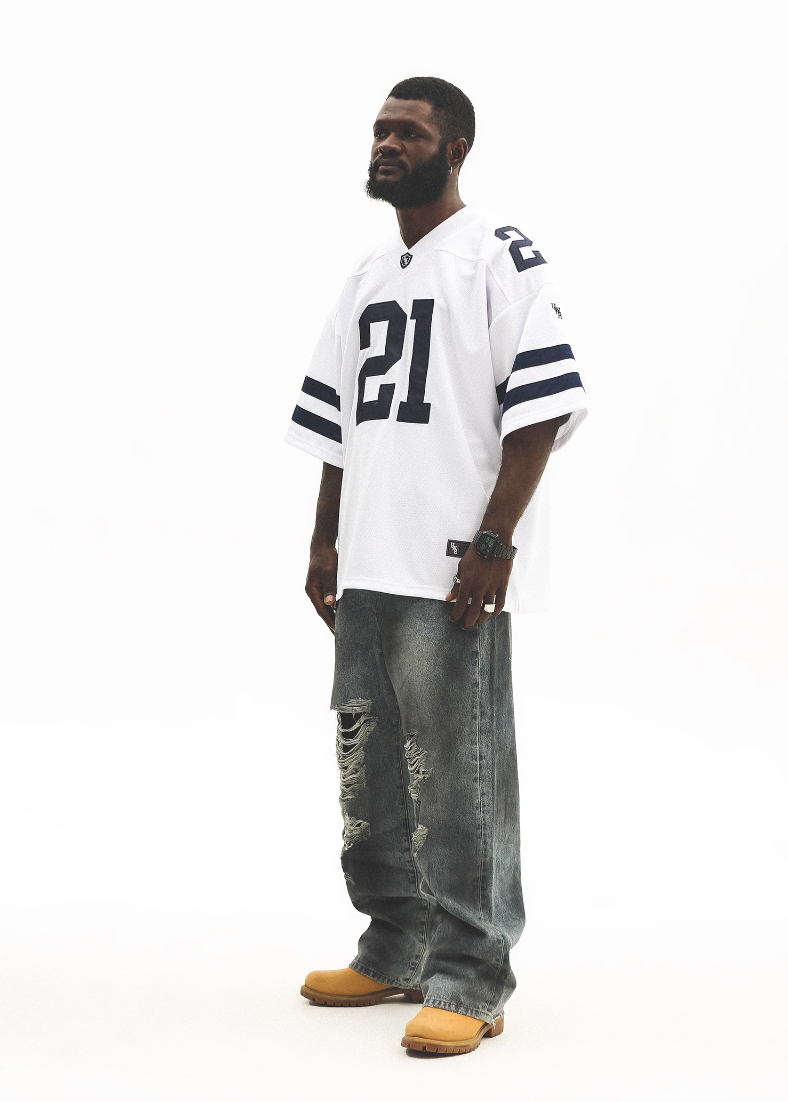 UNTILWERICH Mesh Quilting Embroidered Hockey Jersey | Face 3 Face