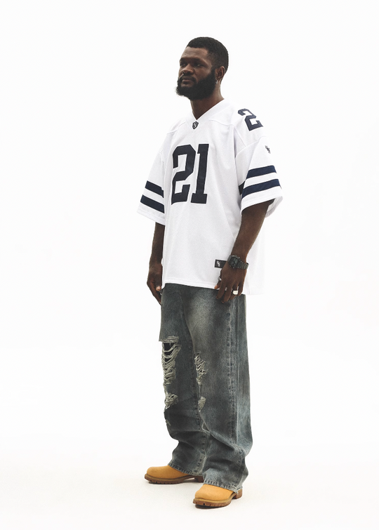 UNTILWERICH Mesh Quilting Embroidered Hockey Jersey | Face 3 Face