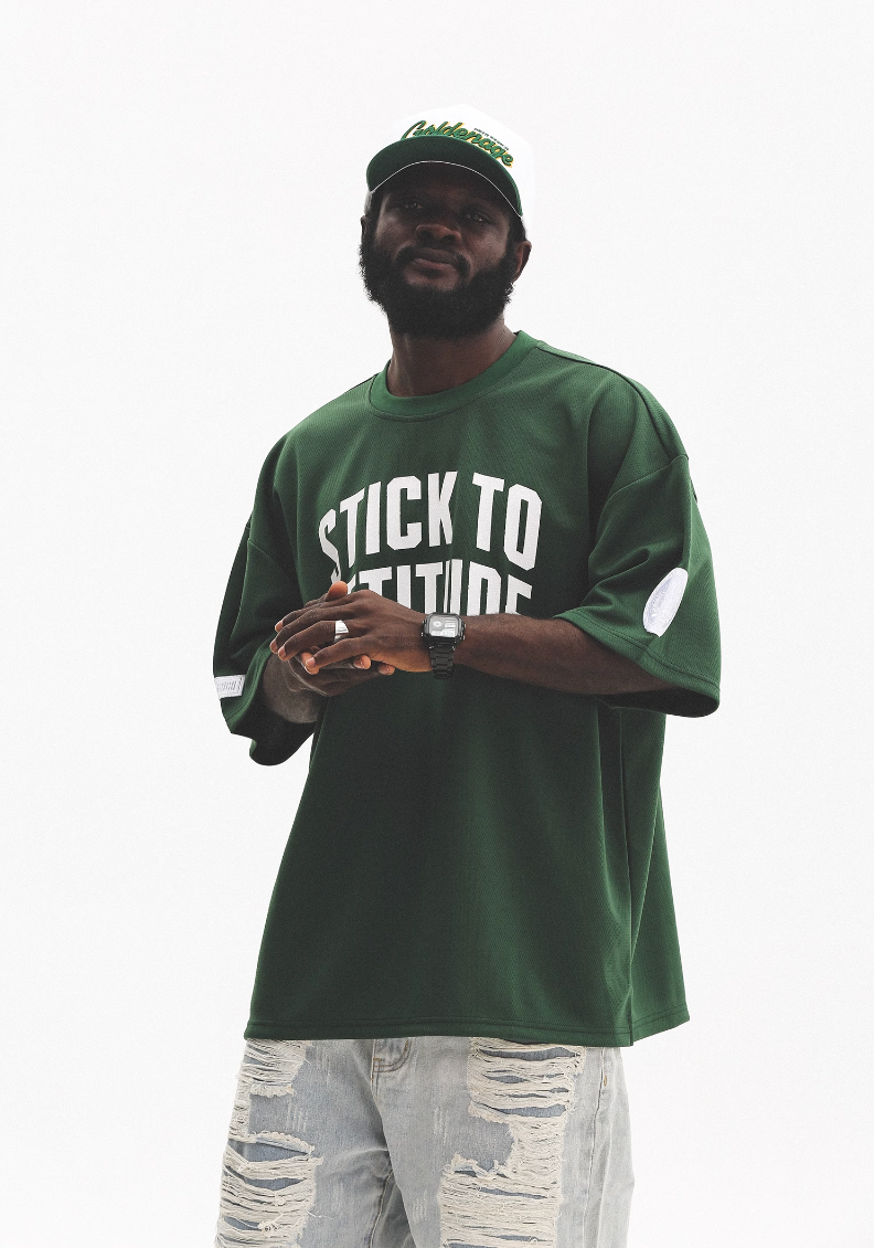 UNTILWERICH Mesh Basic Slogan Print Short Sleeve Basketball Tee | Face 3 Face