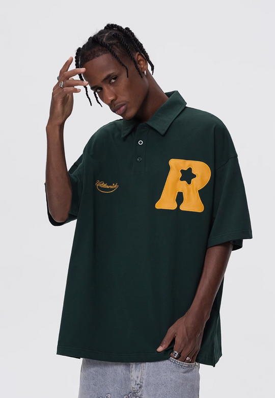 UNTILWERICH R Star Embroidery Short Sleeve Polo | Face 3 Face
