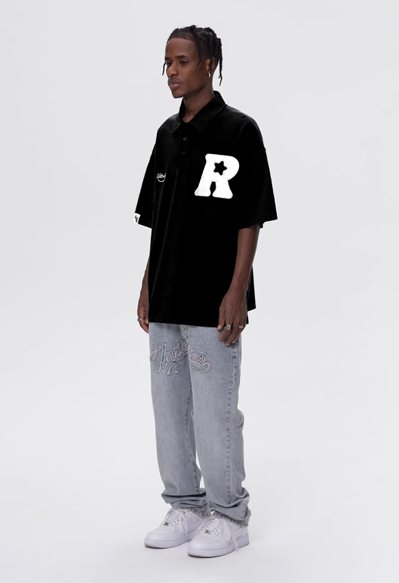 UNTILWERICH R Star Embroidery Short Sleeve Polo | Face 3 Face