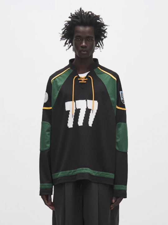 7440 37 1 "777" Drawstring Mesh Patchwork Hockey Jersey | Face 3 Face