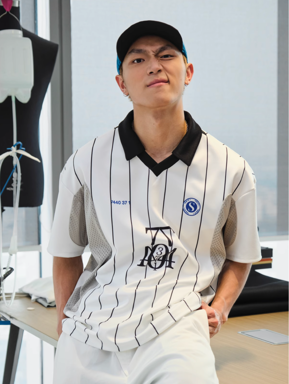 7440 37 1 Colorblocked "7" Stripe Printed Soccer Jersey Uniform Polo Shirt | Face 3 Face