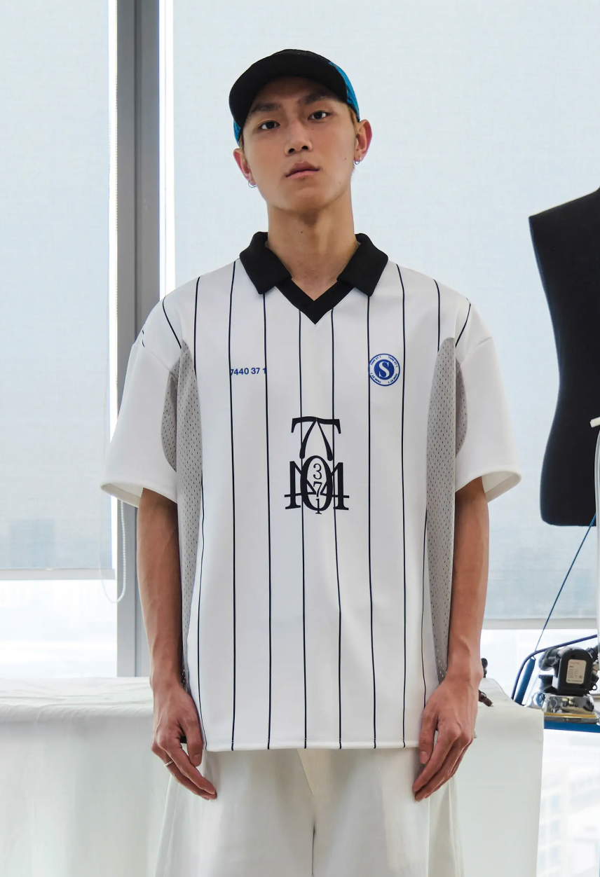 7440 37 1 Colorblocked "7" Stripe Printed Soccer Jersey Uniform Polo Shirt | Face 3 Face