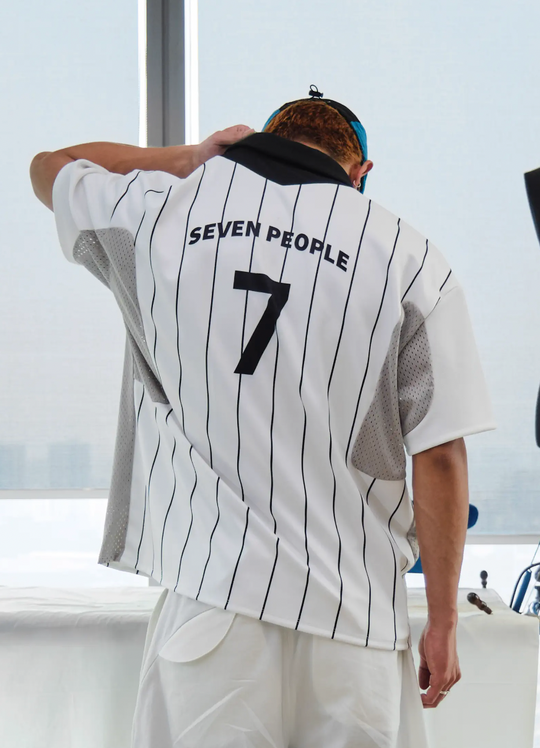 7440 37 1 Colorblocked "7" Stripe Printed Soccer Jersey Uniform Polo Shirt | Face 3 Face