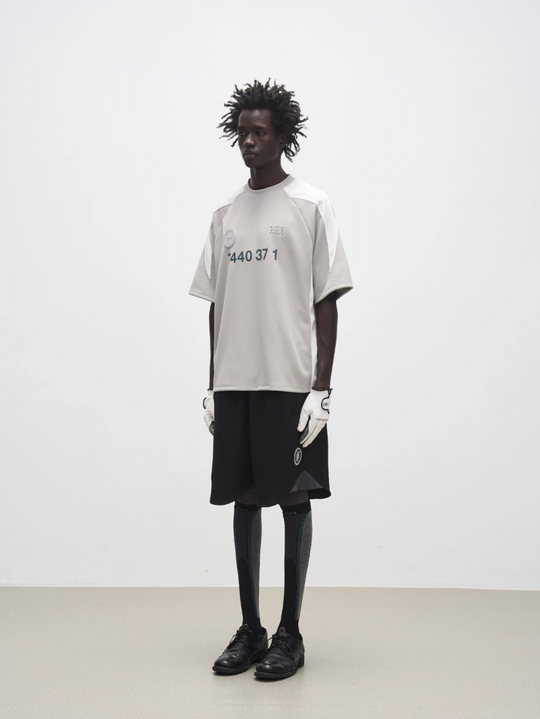 7440 37 1 Logo Triangle Mesh Patchwork Jersey Print Badge Tee | Face 3 Face