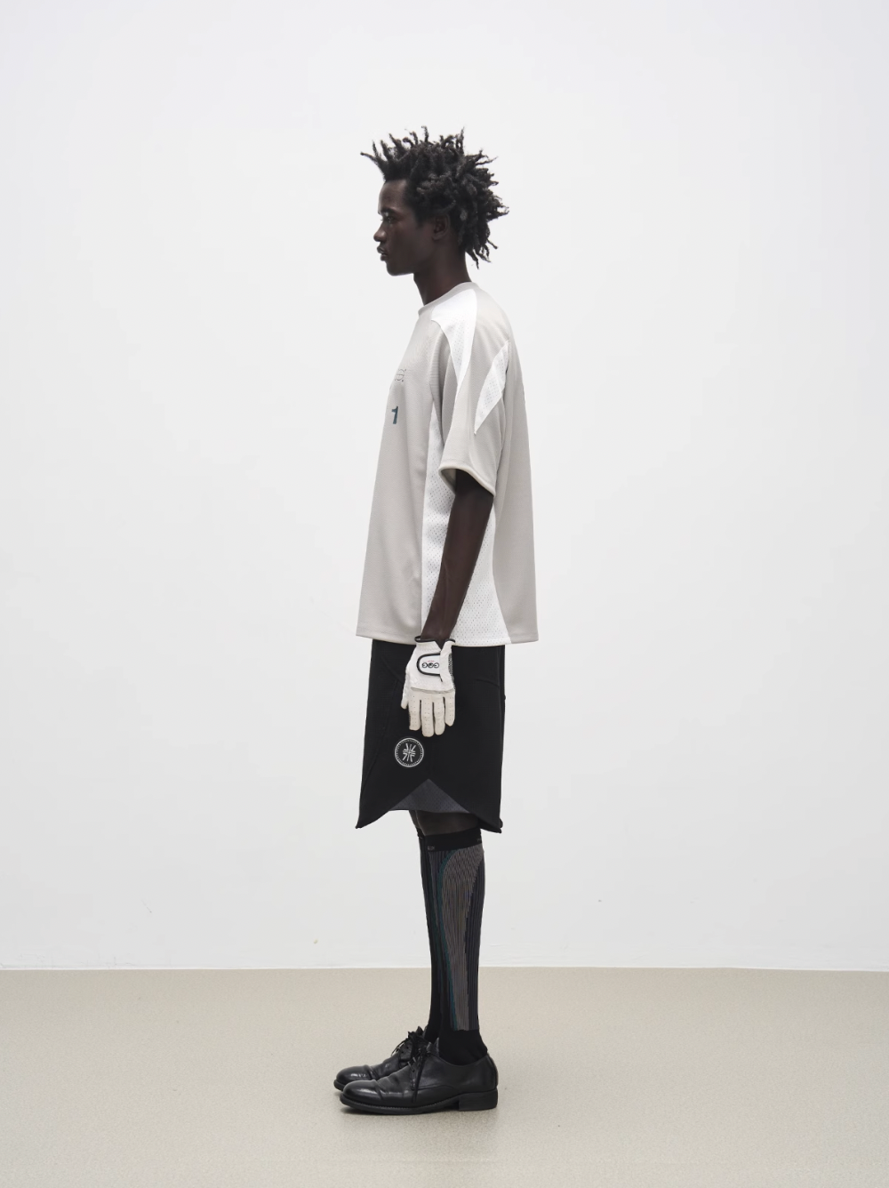 7440 37 1 Logo Triangle Mesh Patchwork Jersey Print Badge Tee | Face 3 Face