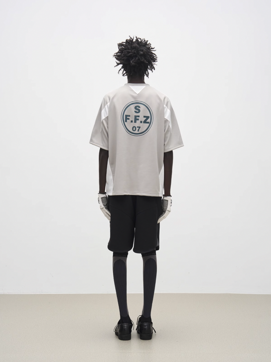 7440 37 1 Logo Triangle Mesh Patchwork Jersey Print Badge Tee | Face 3 Face