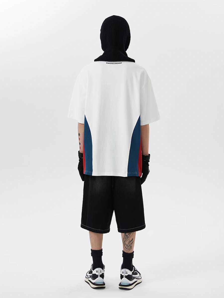 XONLIFE Contrast Color Letter Print Soccer Jersey Tee | Face 3 Face