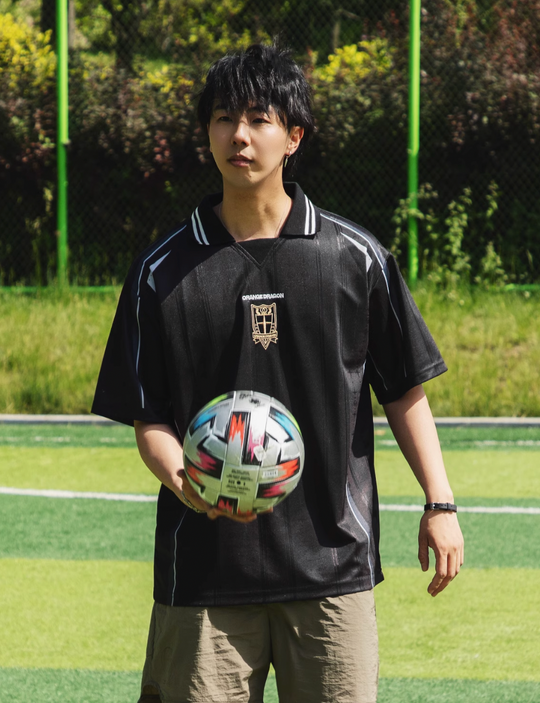 ORANGEDRAGON ODFC Striped Embroidered Soccer Jersey Uniform Polo Shirt | Face 3 Face