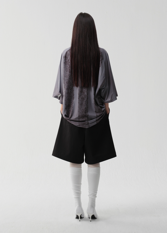 wii wil Oversize Light Gray Striped Lace Pattern Soccer Jersey | Face 3 Face