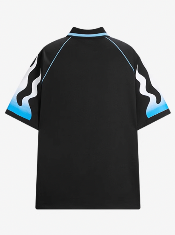404MOB Flame Printed Lapel Soccer Jersey Polo | Face 3 Face