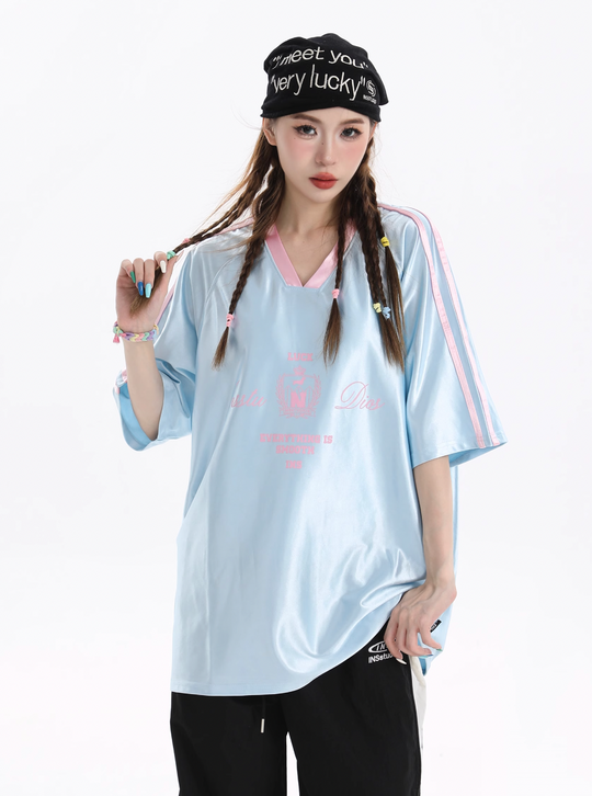 INSstudios Contrast Striped V-neck Soccer Jersey | Face 3 Face