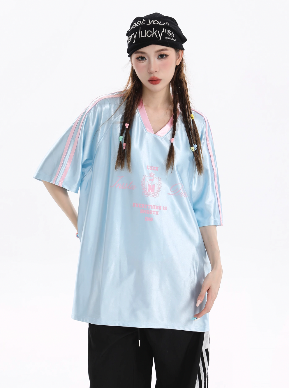 INSstudios Contrast Striped V-neck Soccer Jersey | Face 3 Face