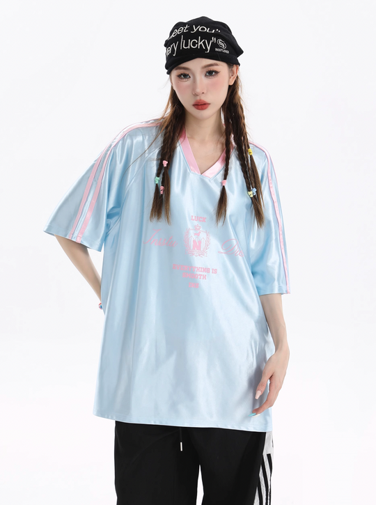 INSstudios Contrast Striped V-neck Soccer Jersey | Face 3 Face