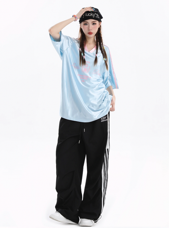 INSstudios Contrast Striped V-neck Soccer Jersey | Face 3 Face