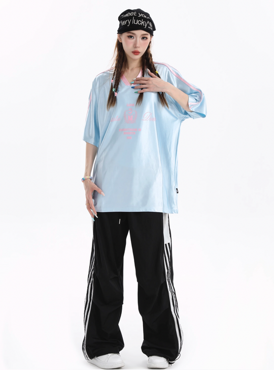 INSstudios Contrast Striped V-neck Soccer Jersey | Face 3 Face