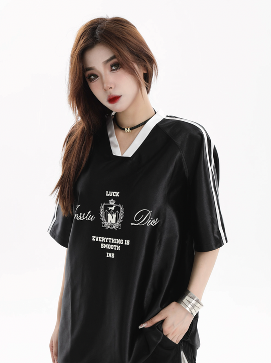 INSstudios Contrast Striped V-neck Soccer Jersey | Face 3 Face