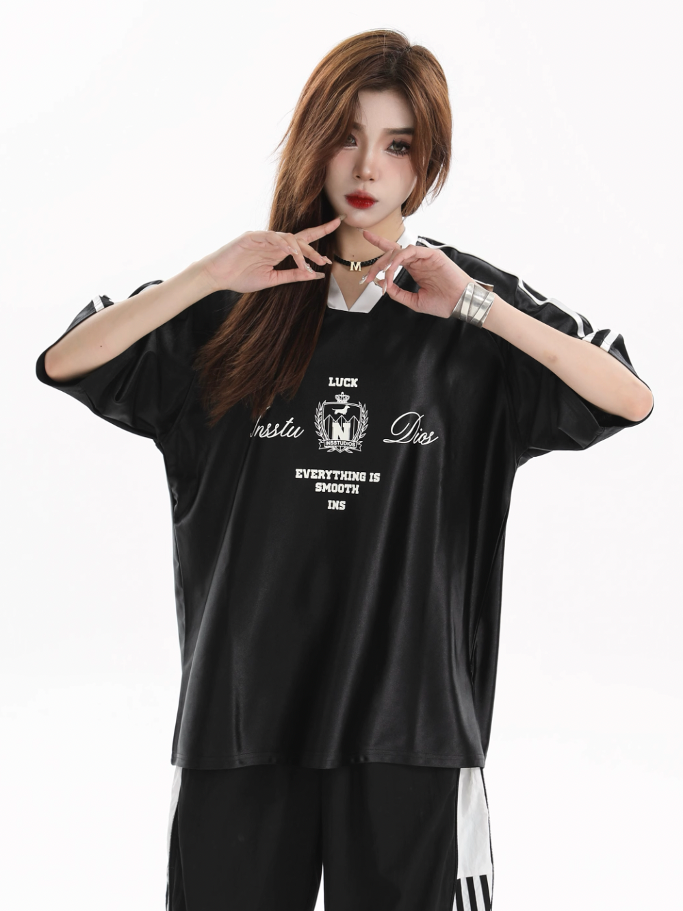 INSstudios Contrast Striped V-neck Soccer Jersey | Face 3 Face